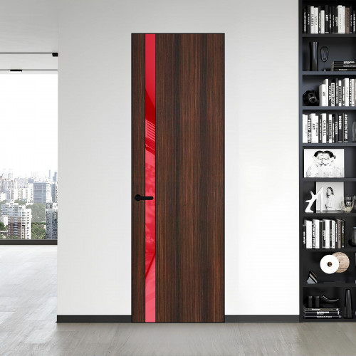 18 VE-V натуральный шпон Albero 1398S профиль Черный матовый вставка Красный лак ProfilDoors Orange
