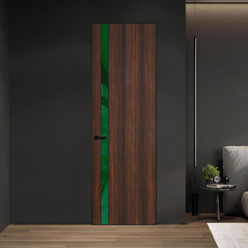 18 VE-V натуральный шпон Albero 1398S профиль Черный муар вставка Желтый лак ProfilDoors Orange