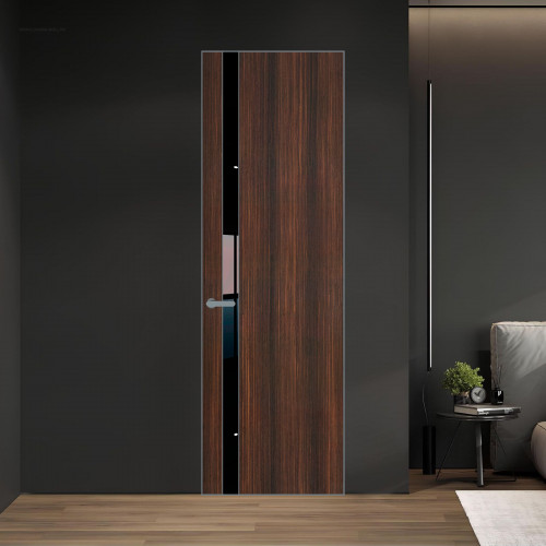 18 VE-V натуральный шпон Albero 1398S профиль Серебро вставка Черный лак ProfilDoors Orange