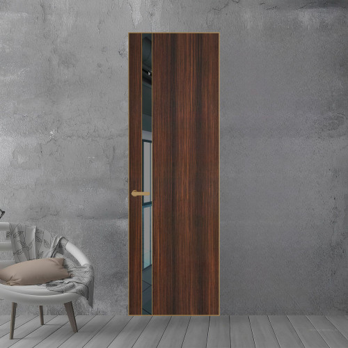 18 VE-V натуральный шпон Albero 1398S профиль Золото вставка Зеркало Grey ProfilDoors Orange