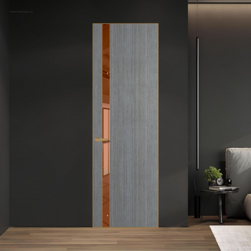 18 VE-V натуральный шпон Bianche Notti 01Q профиль Золото вставка Зеркало Bronza ProfilDoors Orange