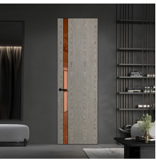 18 VE-V натуральный шпон Bianche Notti 08S профиль Черный муар вставка Зеркало Bronza ProfilDoors Orange