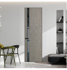 18 VE-V натуральный шпон Bianche Notti 08S профиль Черный муар вставка Зеркало Grey ProfilDoors Orange