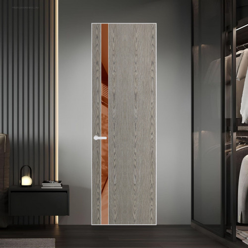 18 VE-V натуральный шпон Bianche Notti 08S профиль Вайт вставка Коричневая нуга лак ProfilDoors Orange