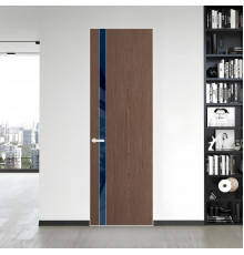 18 VE-V натуральный шпон Bianche Notti 822M профиль Вайт вставка Темно-синий лак ProfilDoors Orange