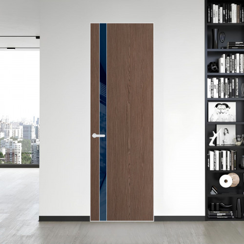 18 VE-V натуральный шпон Bianche Notti 822M профиль Вайт вставка Темно-синий лак ProfilDoors Orange