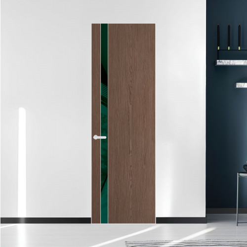 18 VE-V натуральный шпон Bianche Notti 822M профиль Вайт вставка Темно-зеленый лак ProfilDoors Orange