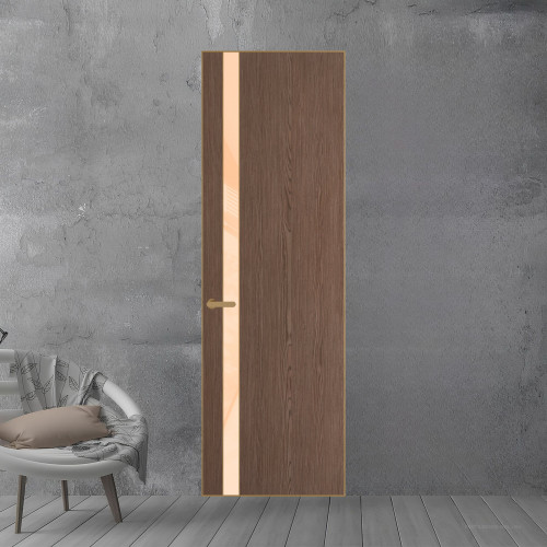 18 VE-V натуральный шпон Bianche Notti 822M профиль Золото вставка Бежевый лак ProfilDoors Orange