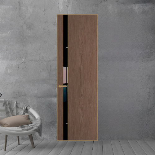 18 VE-V натуральный шпон Bianche Notti 822M профиль Золото вставка Черный лак ProfilDoors Orange
