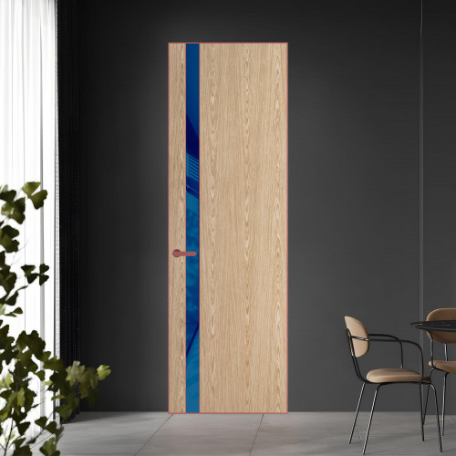 18 VE-V натуральный шпон Duna 500C профиль Красный антрацит вставка Синий лак ProfilDoors Orange
