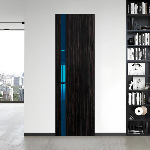 18 VE-V натуральный шпон Espresso 1042S профиль Черный матовый вставка Зеркало Blue ProfilDoors Orange