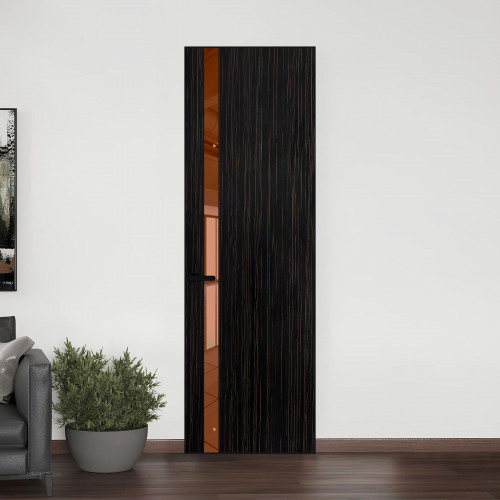 18 VE-V натуральный шпон Espresso 1042S профиль Черный матовый вставка Зеркало Bronza ProfilDoors Orange