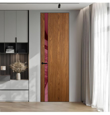 18 VE-V натуральный шпон Espresso 35M профиль Черный муар вставка Бордовый лак ProfilDoors Orange