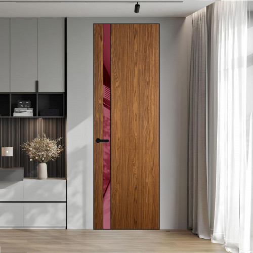 18 VE-V натуральный шпон Espresso 35M профиль Черный муар вставка Бордовый лак ProfilDoors Orange