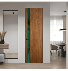 18 VE-V натуральный шпон Espresso 35M профиль Черный муар вставка Зеленый лес лак ProfilDoors Orange