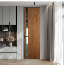 18 VE-V натуральный шпон Espresso 35M профиль Черный муар вставка Зеркало ProfilDoors Orange