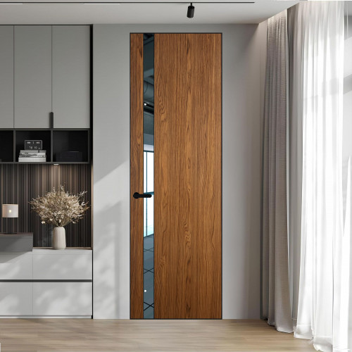 18 VE-V натуральный шпон Espresso 35M профиль Черный муар вставка Зеркало ProfilDoors Orange