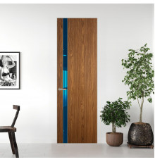 18 VE-V натуральный шпон Espresso 35M профиль Никель матовый вставка Зеркало Blue ProfilDoors Orange