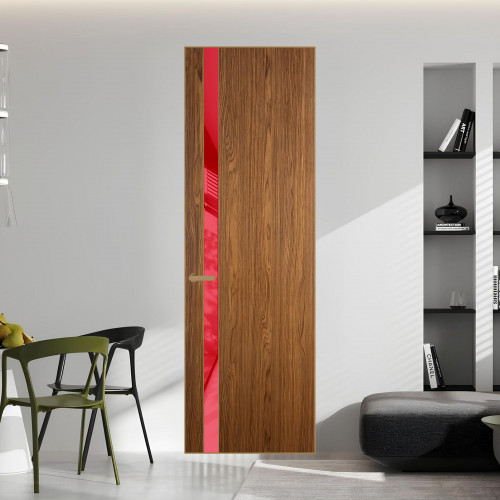 18 VE-V натуральный шпон Espresso 35M профиль Золото вставка Красный лак ProfilDoors Orange