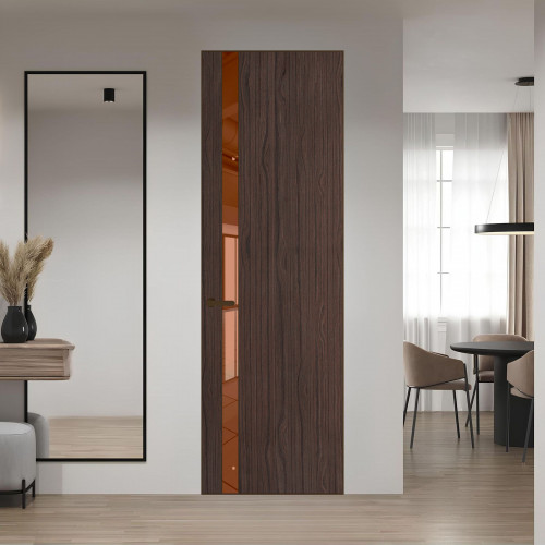 18 VE-V натуральный шпон Espresso 360M профиль Деорэ вставка Зеркало Bronza ProfilDoors Orange