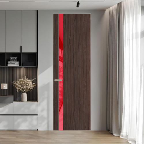 18 VE-V натуральный шпон Espresso 360M профиль Никель матовый вставка Красный лак ProfilDoors Orange