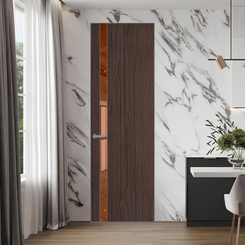 18 VE-V натуральный шпон Espresso 360M профиль Серебро вставка Зеркало Bronza ProfilDoors Orange