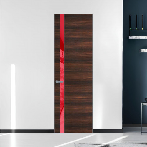 18 VE-H натуральный шпон Albero 1398S профиль Серебро вставка Красный лак ProfilDoors Orange