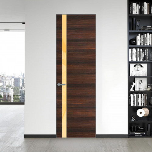 18 VE-H натуральный шпон Albero 1398S профиль Серебро вставка Кремовый лак ProfilDoors Orange