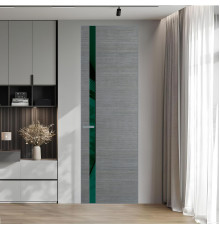 18 VE-H натуральный шпон Bianche Notti 01Q профиль Серебро вставка Темно-зеленый лак ProfilDoors Orange