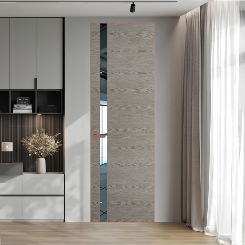 18 VE-H натуральный шпон Bianche Notti 08S профиль Медь вставка Зеркало ProfilDoors Orange