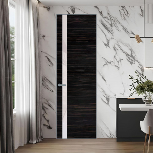 18 VE-H натуральный шпон Espresso 1042S профиль Серебро вставка Светло-серый лак ProfilDoors Orange