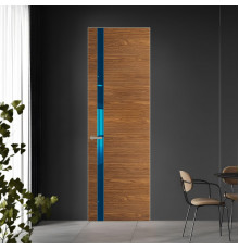 18 VE-H натуральный шпон Espresso 35M профиль Никель матовый вставка Зеркало Blue ProfilDoors Orange