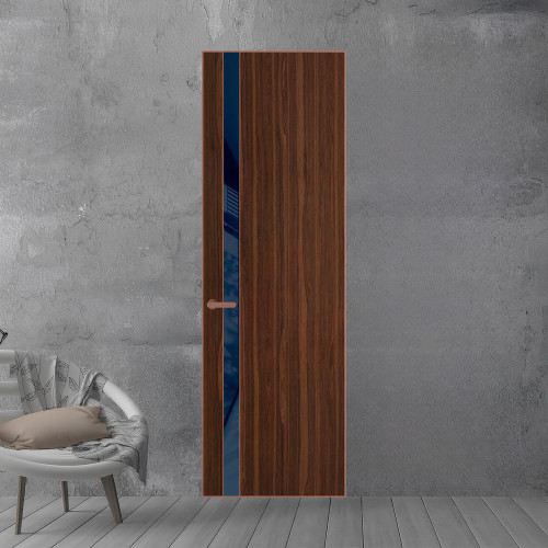 18 VE-V натуральный шпон Albero 1294M профиль Медь вставка Темно-синий лак ProfilDoors Orange