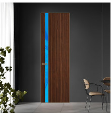 18 VE-V натуральный шпон Albero 1294M профиль Шампань вставка Голубой лак ProfilDoors Orange