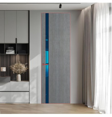 18 VE-V натуральный шпон Bianche Notti 01Q профиль Красный антрацит вставка Зеркало Blue ProfilDoors Orange