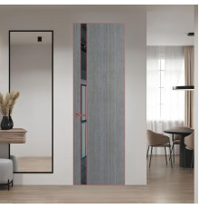 18 VE-V натуральный шпон Bianche Notti 01Q профиль Красный антрацит вставка Зеркало Grey ProfilDoors Orange
