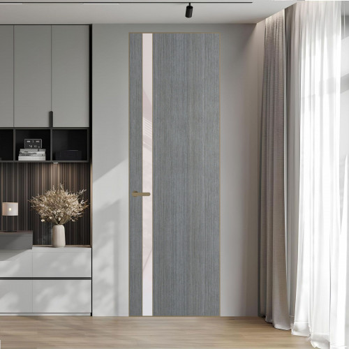 18 VE-V натуральный шпон Bianche Notti 01Q профиль Шампань вставка Светло-серый лак ProfilDoors Orange
