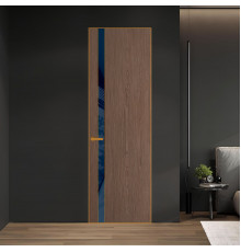18 VE-V натуральный шпон Bianche Notti 822M профиль Бронза вставка Темно-синий лак ProfilDoors Orange