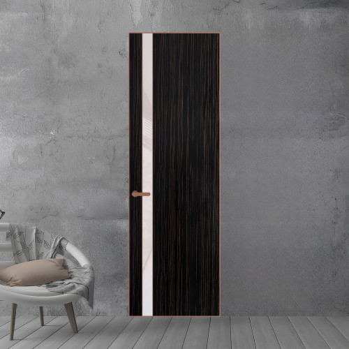 18 VE-V натуральный шпон Espresso 1042S профиль Медь вставка Светло-серый лак ProfilDoors Orange