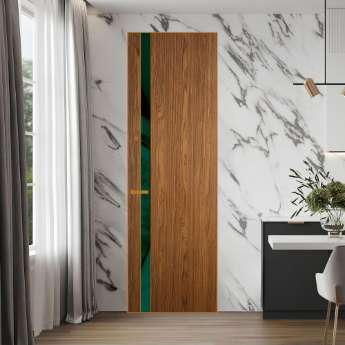 18 VE-V натуральный шпон Espresso 35M профиль Бронза вставка Темно-зеленый лак ProfilDoors Orange