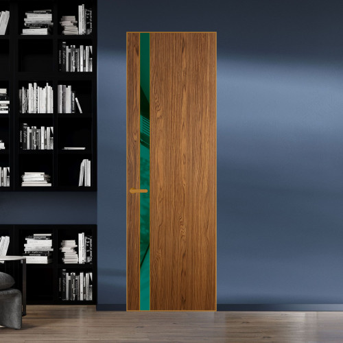 18 VE-V натуральный шпон Espresso 35M профиль Бронза вставка Зеленый лес лак ProfilDoors Orange