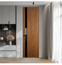 18 VE-V натуральный шпон Espresso 35M профиль Черный муар вставка Черный лак ProfilDoors Orange