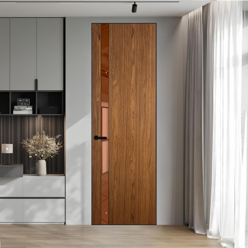 18 VE-V натуральный шпон Espresso 35M профиль Черный муар вставка Зеркало Bronza ProfilDoors Orange