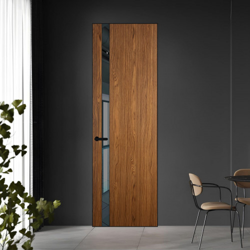18 VE-V натуральный шпон Espresso 35M профиль Черный муар вставка Зеркало Grey ProfilDoors Orange