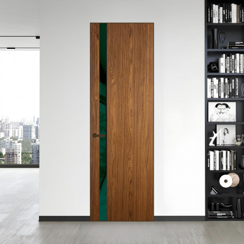 18 VE-V натуральный шпон Espresso 35M профиль Деорэ вставка Темно-зеленый лак ProfilDoors Orange