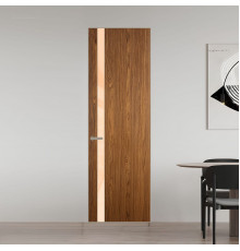 18 VE-V натуральный шпон Espresso 35M профиль Никель матовый вставка Бежевый лак ProfilDoors Orange
