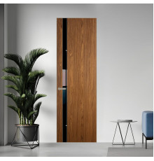 18 VE-V натуральный шпон Espresso 35M профиль Никель матовый вставка Черный лак ProfilDoors Orange