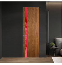 18 VE-V натуральный шпон Espresso 35M профиль Серебро вставка Красный лак ProfilDoors Orange