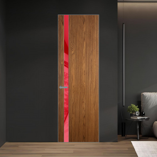 18 VE-V натуральный шпон Espresso 35M профиль Серебро вставка Красный лак ProfilDoors Orange