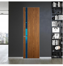 18 VE-V натуральный шпон Espresso 35M профиль Серебро вставка Зеркало Blue ProfilDoors Orange